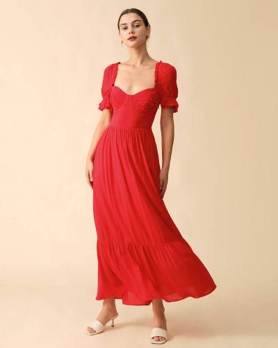 The Backless Puff Sleeve Maxi Dress