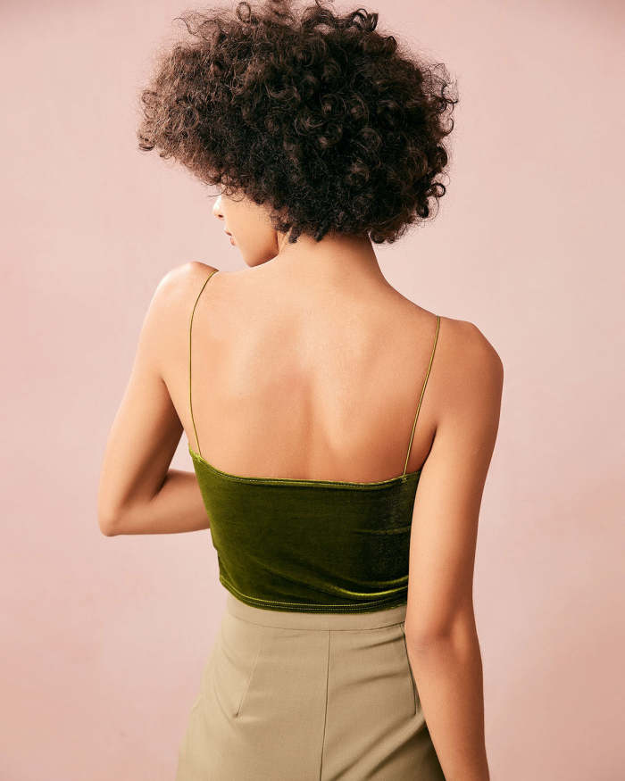 The Green Velvet Crop Cami Top