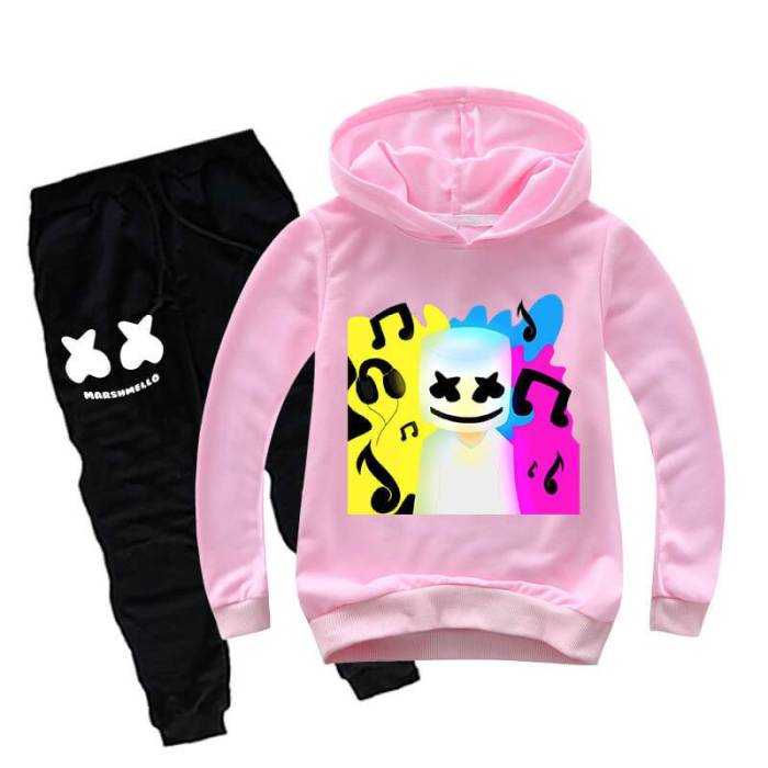 Marshmello Dj Music Print Girls Boys Kids Hoodie And Sweatpants Suit