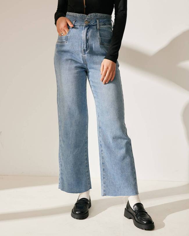 The Premium-Fabric Tassel Wide Leg Jeans