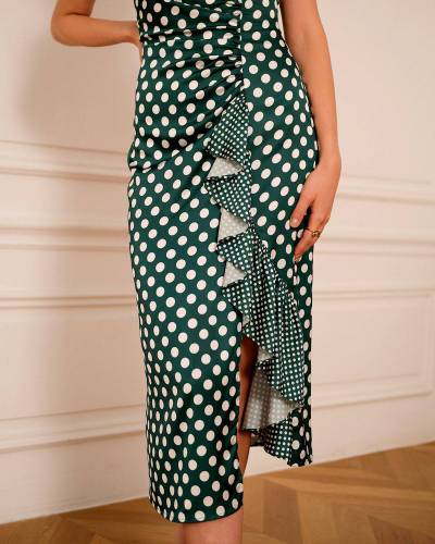 The Polka Dot Satin Cami Dress
