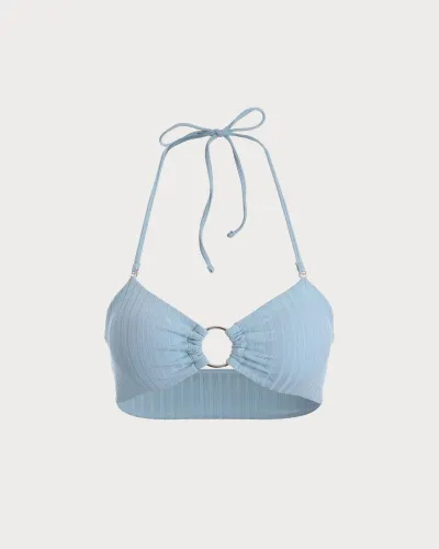 The Solid Color Backless Halter Bikini Top