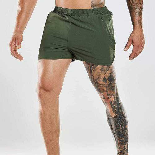 Men 3 Inches Quick Dry Running Shorts With Liner Zip Pockets