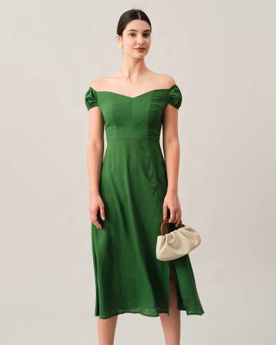 The Side Split Off-The-Shoulder Midi Dress