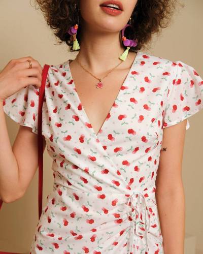 The V Neck High Waisted Drawstring Midi Dress