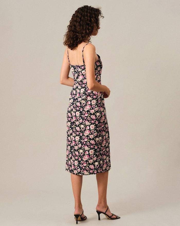 The Rose Print Midi Dress