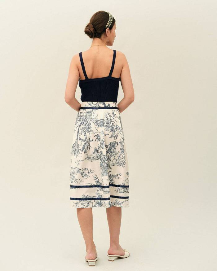 The Floral Pleated A-Line Skirt