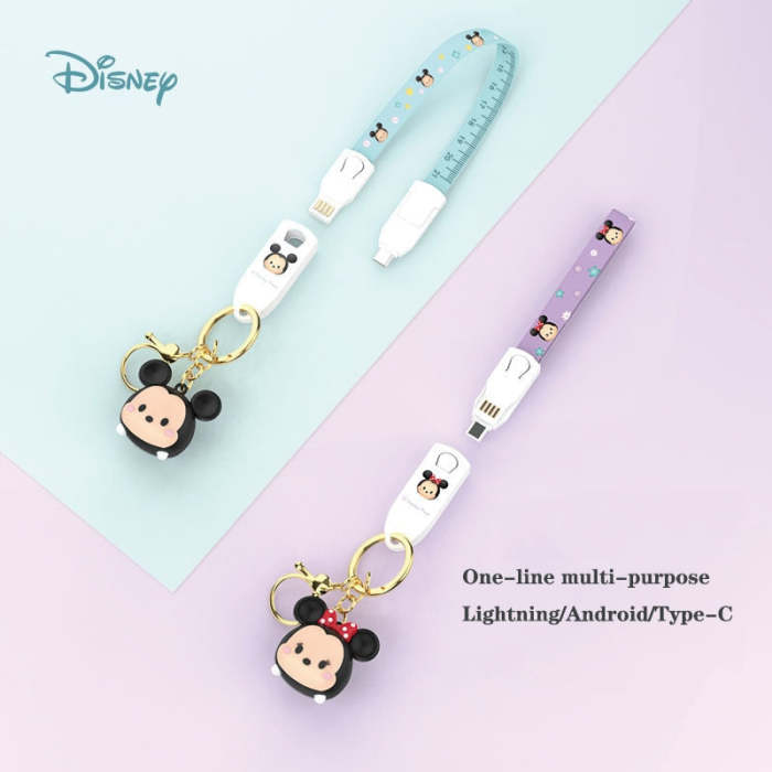 Lotso Mickey 3 In 1 Data Cable Charger Key Chain For Android Apple Samsung Huawei