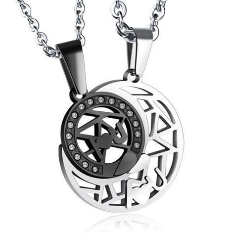 Sun&Moon Matching  I Love U  Necklaces For Bff Couples