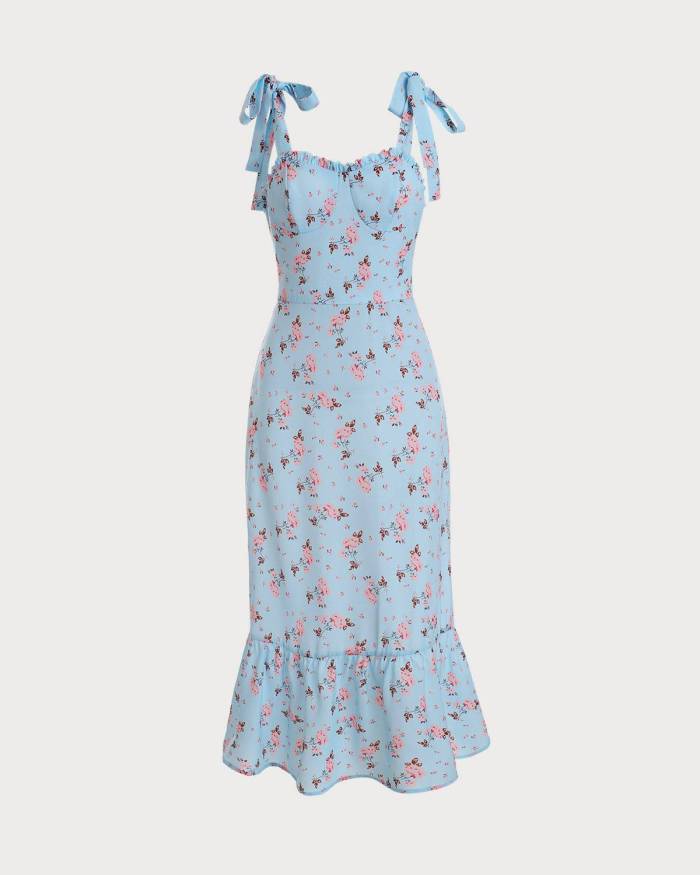 The Floral Tie Strap Midi Dress