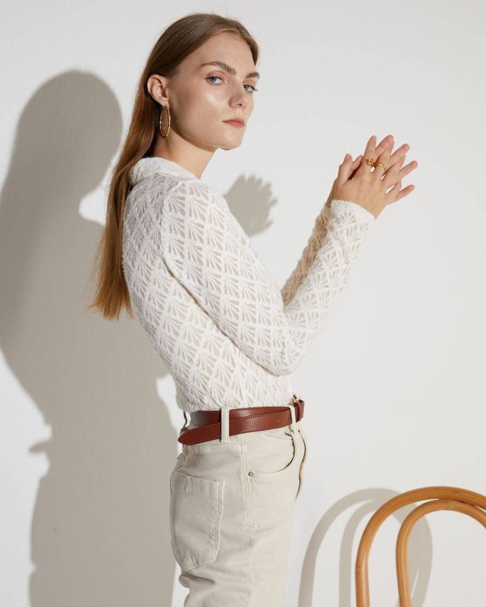 The Collared Cutout Ribbed Blouse