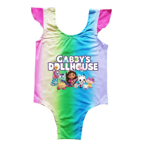 Girls Gabby Dollhouse Rainbow Galaxy 2 Styles Print One Piece Swimsuit