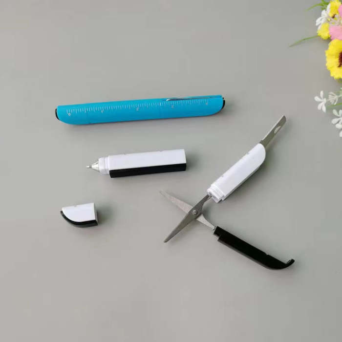 Scissor Utility Knife Pen Ruler 4 In 1 For School For Self Defense