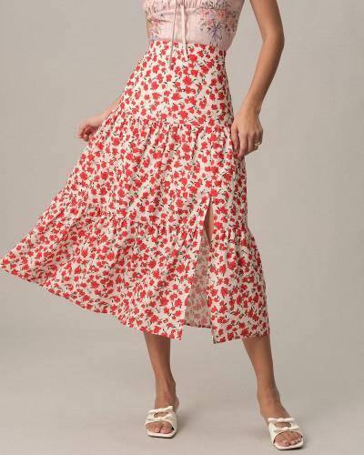 The High Waisted Floral Ruffle Skirt