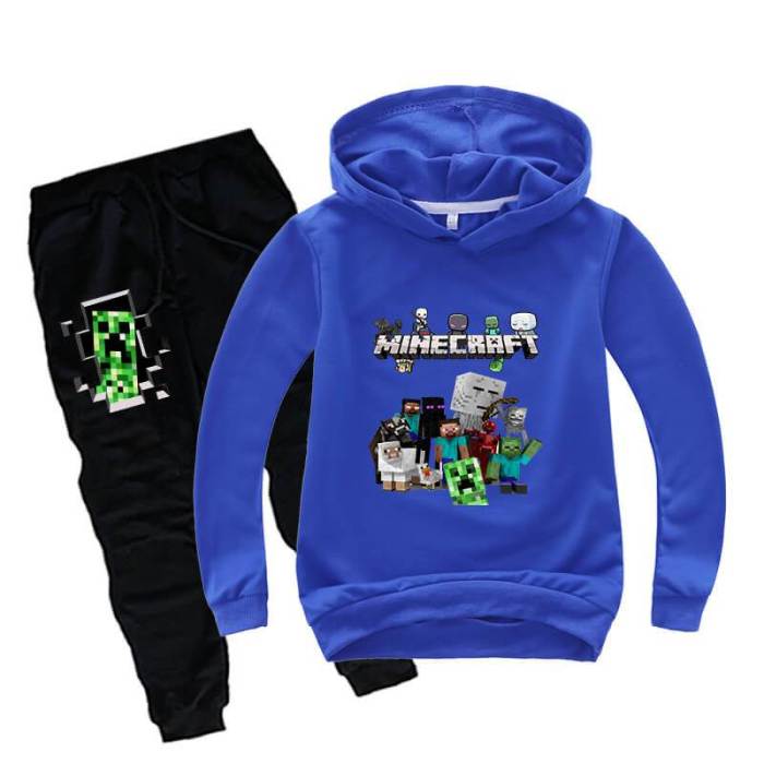Boys Girls Minecraft Print Kids Cotton Hoodie And Sweatpants Tracksuit