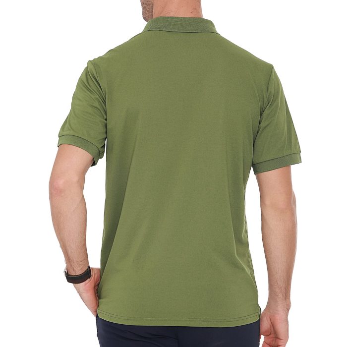 Men Long Sleeve Pocket Polo Shirt Quick Dry Collared Casual Shirt