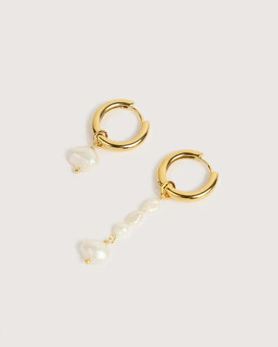 The Gold Asymmetric Pearl Drop Earrings