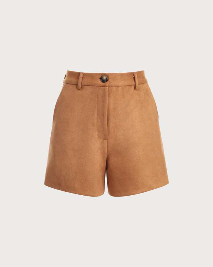 The Solid High Waisted Suede Shorts