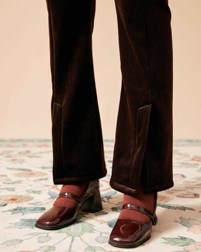 The Brown Slit Corduroy Flare Pants
