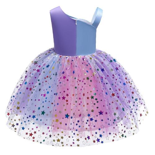 Girls Shiny Stars Embellished Princess Birthday Party Tulle Dress
