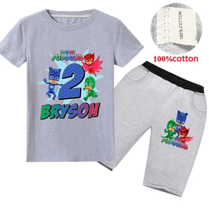 Pj M 2 Bryson Gekko Owlette Catboy Print Boys Girls T Shirt And Shorts