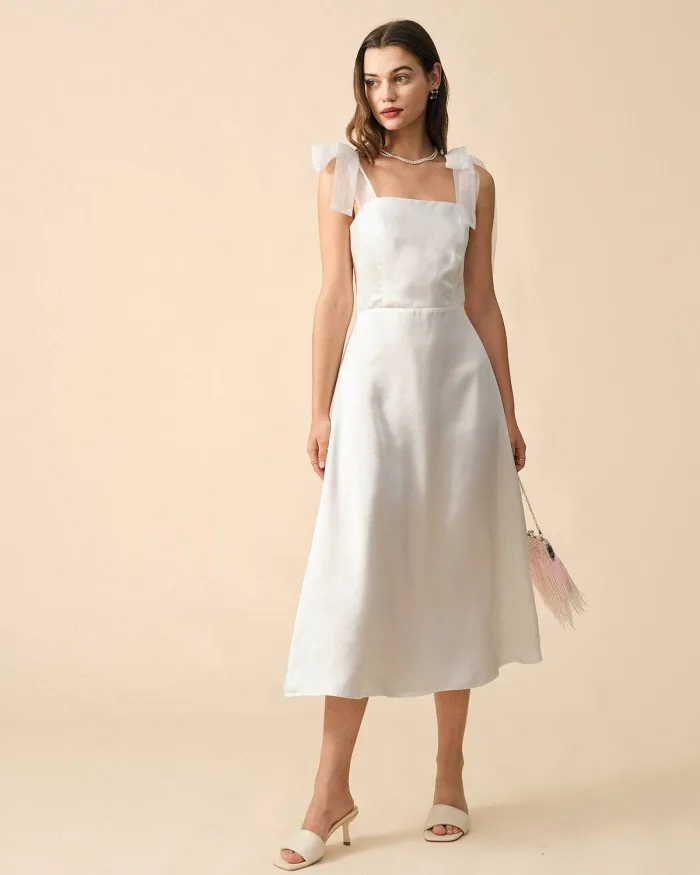 The Solid Color Tie Strap Maxi Dress