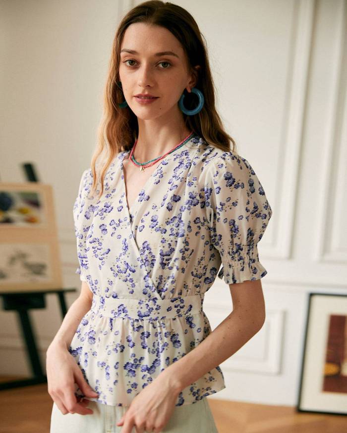 The Floral Shirred Puff Sleeve Blouse