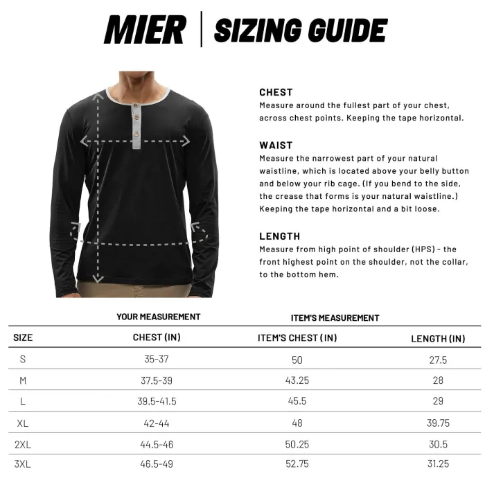 Men Long Sleeve Henley Shirts Casual Cotton Tee Shirt
