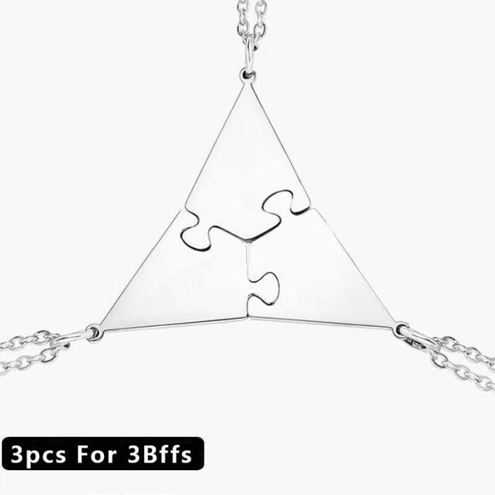 3-10 Pcs/Set Bff Family Puzzle Pendant Engraved Name Necklace