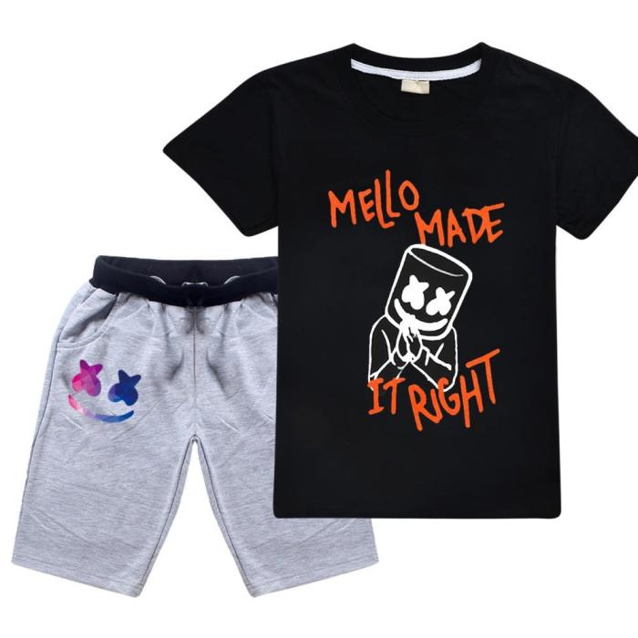 Mello Made It Right Dj Marshmello Boys Girls T Shirt And Grey Shorts