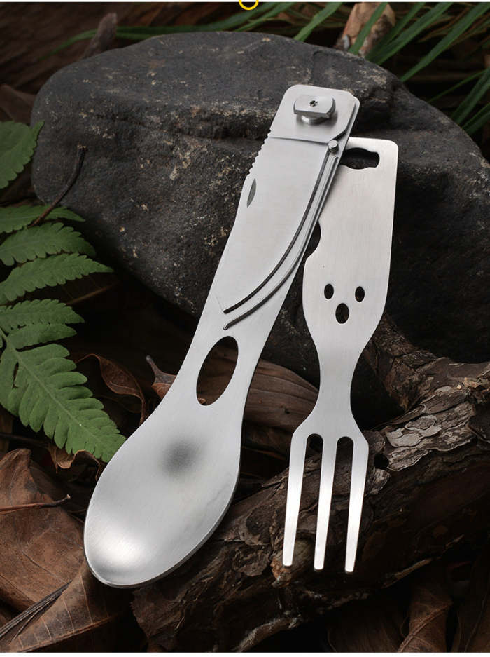Outdoor Camping Mealtime Multitool Knife Spoon Fork 3 In 1