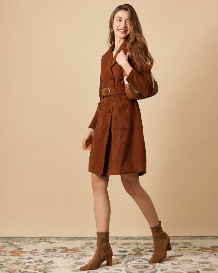 The Brown Collared Double-Breasted Corduroy Coat
