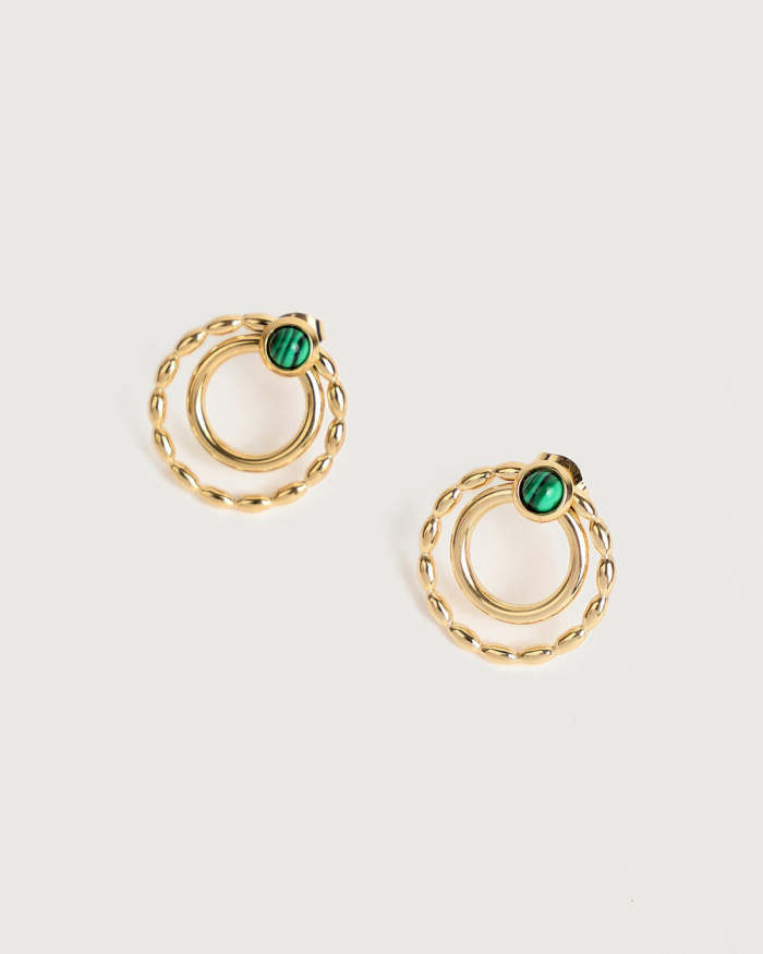 The Gold Double Circle Stud Earrings