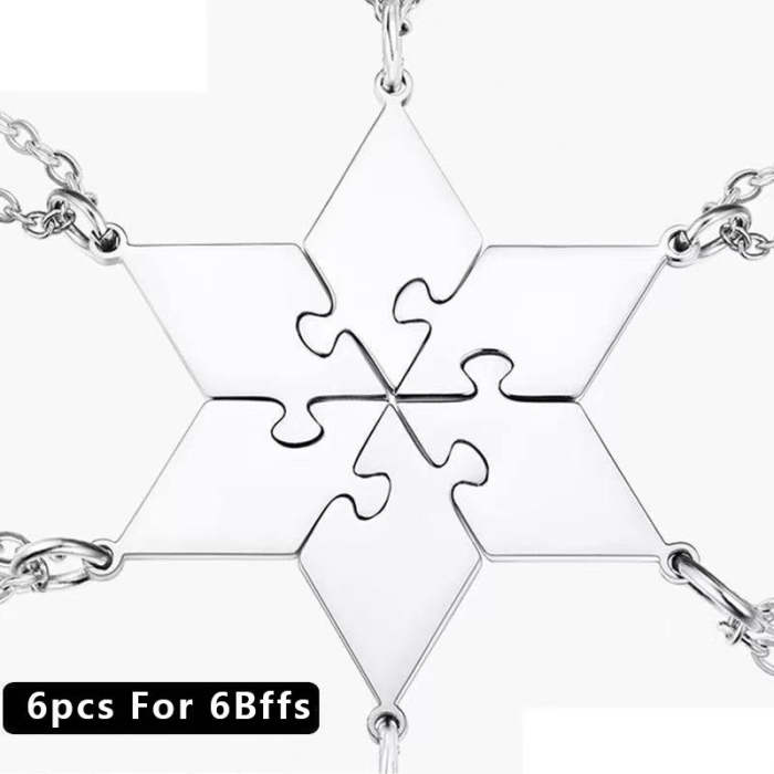 3-10 Pcs/Set Bff Family Puzzle Pendant Engraved Name Necklace