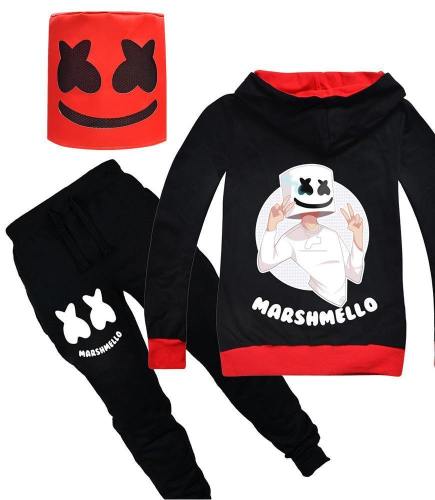 Boys Black Dj Marshmello Red Hoods Kids Halloween Tracksuit Costume