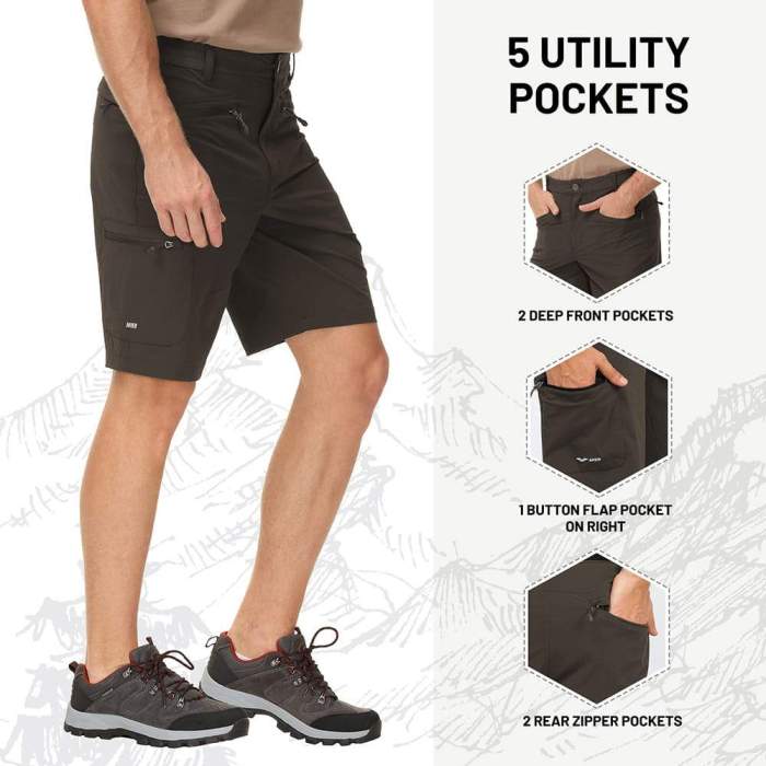 Men Quick Dry Stretch Cargo Shorts With 5 Zipper Pockets
