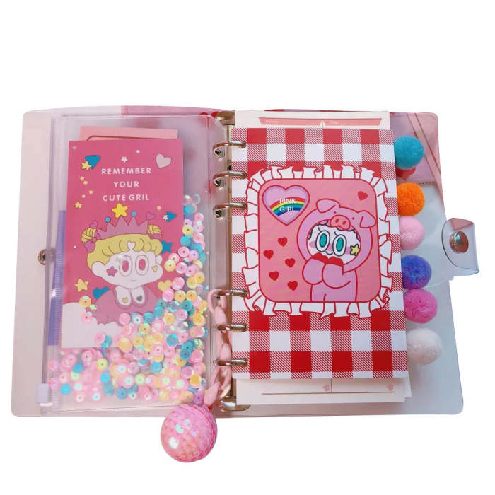 Cute Girl  Diary Pvc Shell Loose-Leaf Notebook