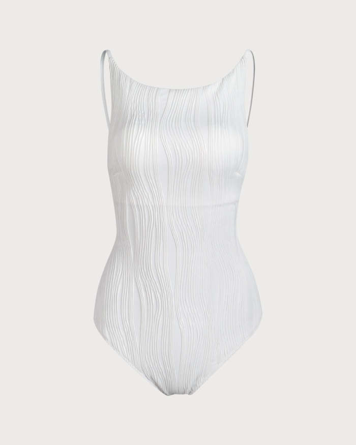 The White Textured One-Piece Swimsuit