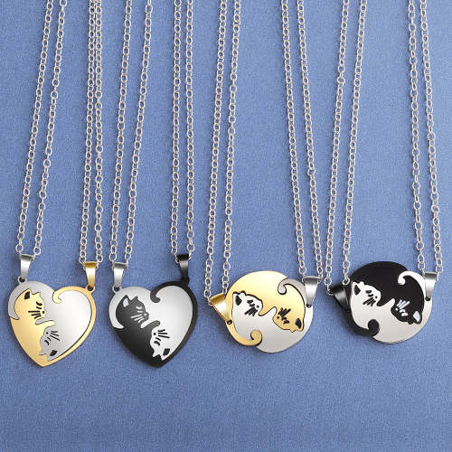 2Bff Couples Cute Kittens Matching Cats Pendant Necklace