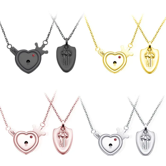 Lock Key Necklaces Couples Bffs Set