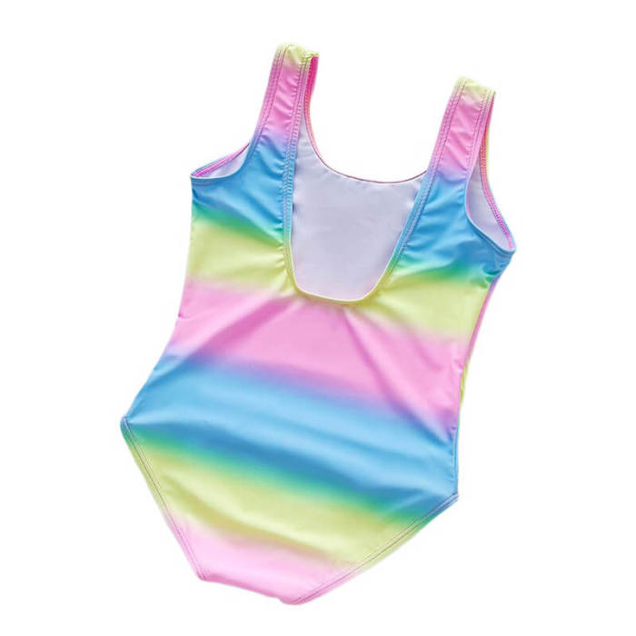 Girls Toddlers Macaron Color Mermaid Shell Print One Piece Swimsuit