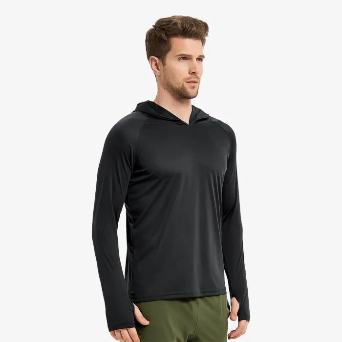 Men Sun Protection Hoodie 1/4 Zip Uv Shirts With Hood