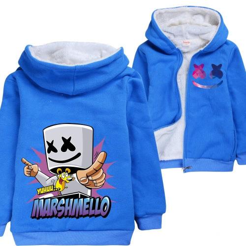 Dj Marshmello Yeah Mouse Print Boys Fleece Lined Zip Up Cotton Hoodie