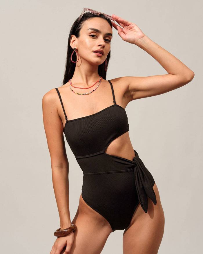 The Cutout Knotted One-Piece Swimsuit