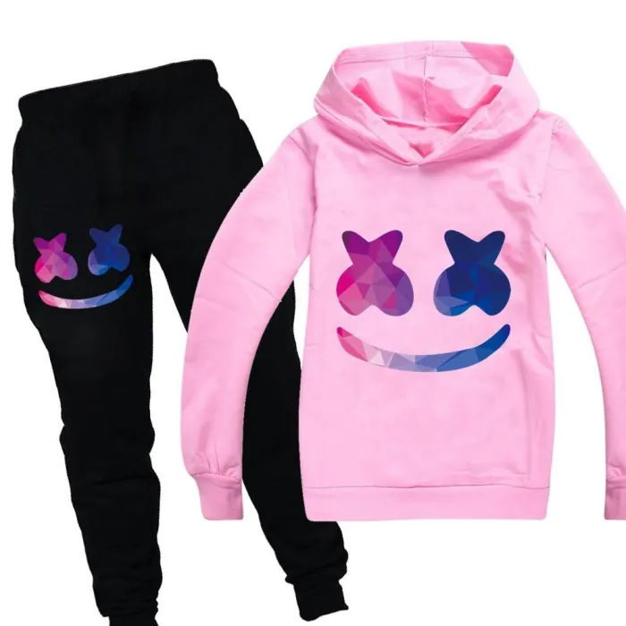 Dj Marshmello Ombre Print Girls Boys Hoodie N Sweatpants Child Suit