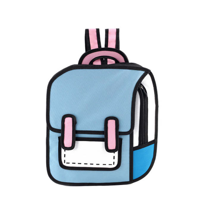 2D Drawing Backpack Cute Student Schoolbag