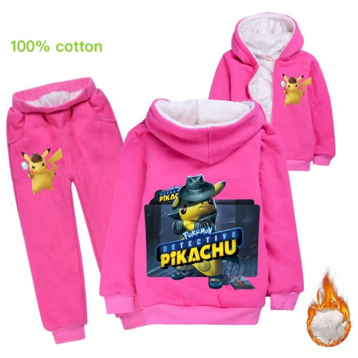 Girls Boys Fleece Lined Hoodie And Pants In Pokemon Detective Pikachu