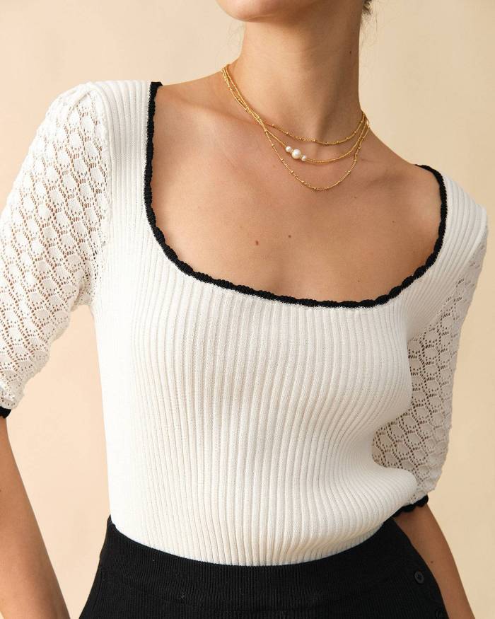 The Square Neck Cutout Knit Top