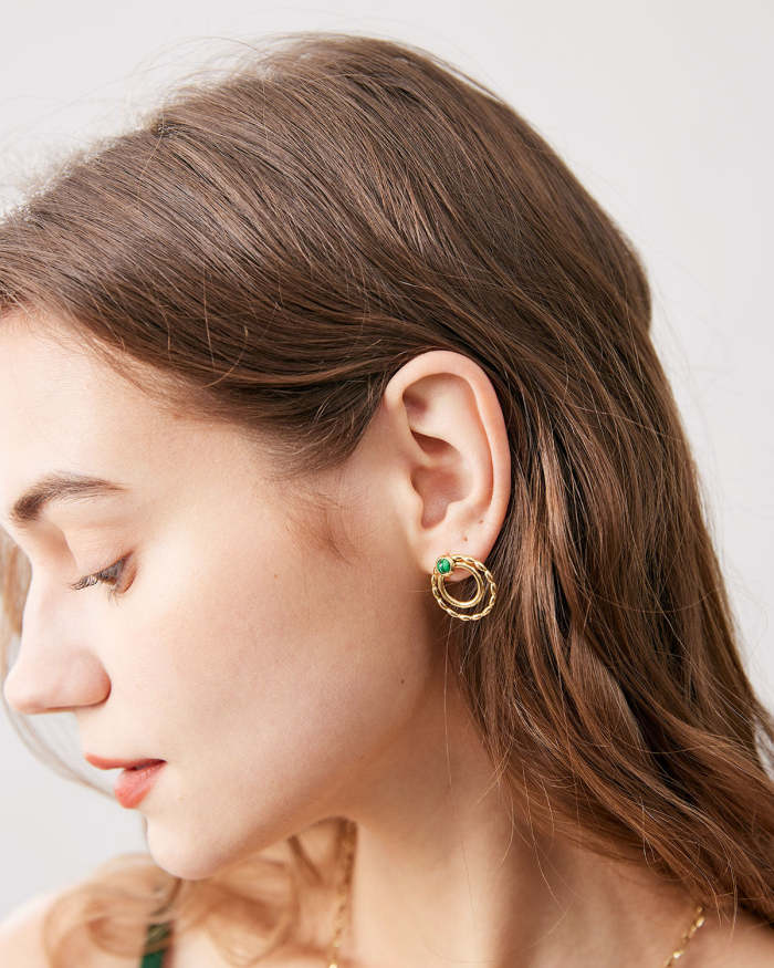 The Gold Double Circle Stud Earrings