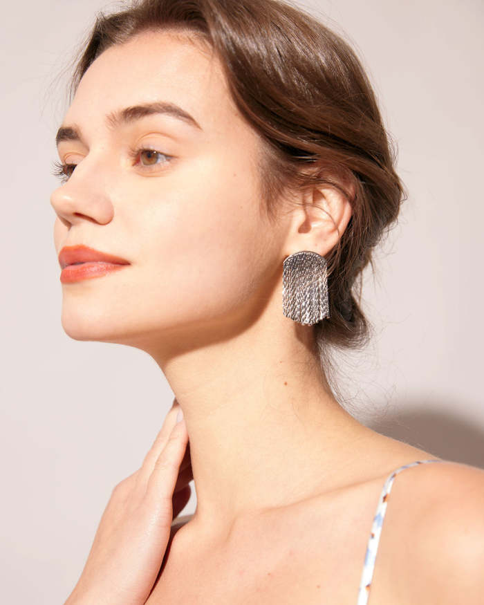 The Metal Tassel Stud Earrings